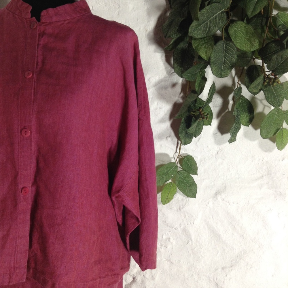 Eileen Fisher Irish linen mandarin collar jacket